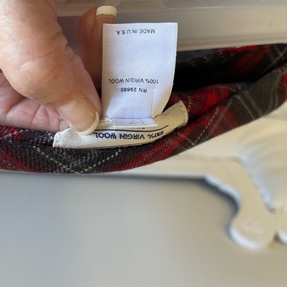 PENDLETON RED GRAY BLACK WHITE PLAID SKIRT PLEATED HEM ZIPPER LINED VIRGIN WOOL - Picture 8 of 9